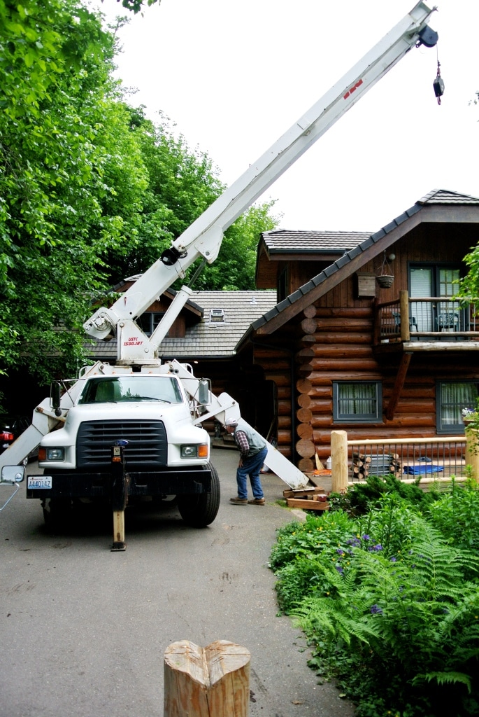 Crane Service | Log Home Restoration | Builder | Repair | West Coast Restoration